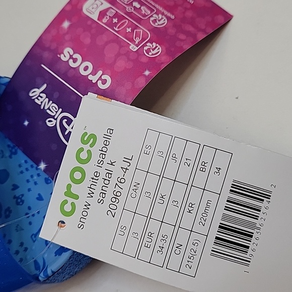 Crocs Kids Snow White Isabella Sandals Bright Cobalt Size US J3 - Picture 17 of 17